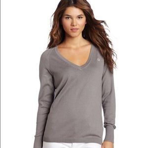 Soft Grey V Neck Fred Perry Sweater